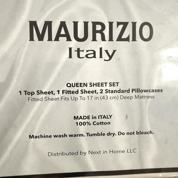 Maurizio Italy QUEEN Sheet SET White with Embroidered Gold Scalloped Trim NEW! - Picture 4 of 4